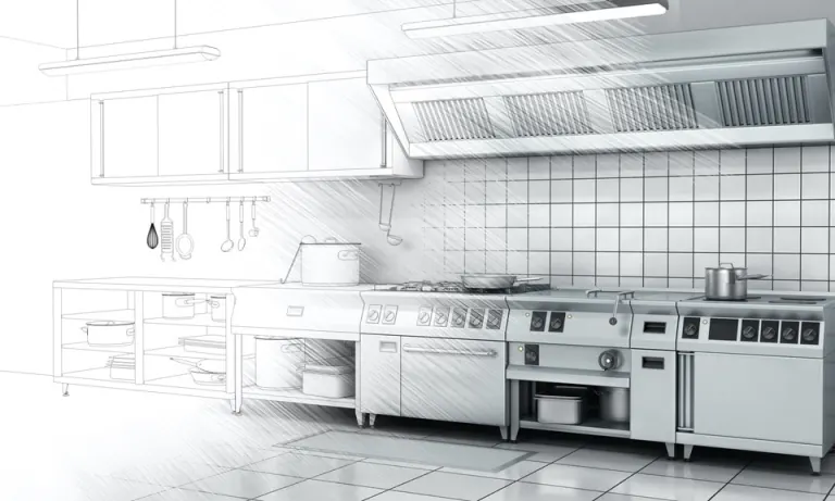 Étude illustrée d’une cuisine professionnelle, du plan à l’équipement